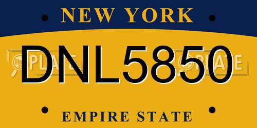 DNL5850 New York License Plate