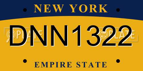 DNN1322 New York License Plate
