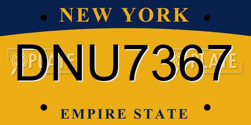 DNU7367 New York License Plate