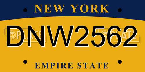DNW2562 New York License Plate