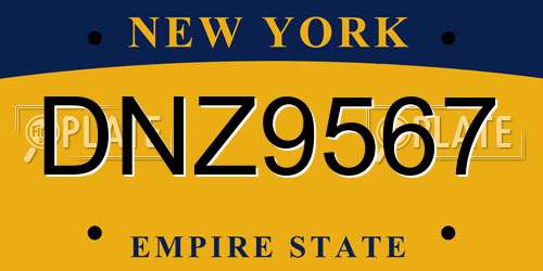DNZ9567 New York License Plate