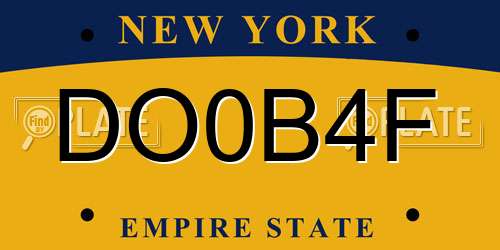 DO0B4F New York License Plate