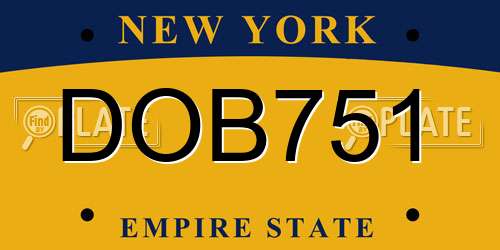 DOB751 New York License Plate