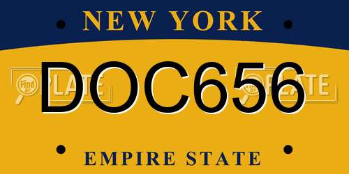 DOC656 New York License Plate