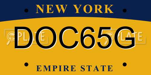 DOC65G New York License Plate