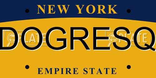 DOGRESQ New York License Plate