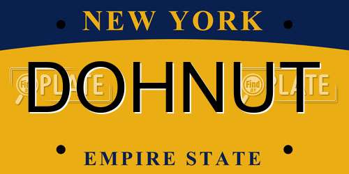 DOHNUT New York License Plate