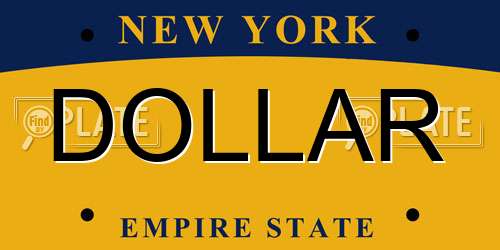 DOLLAR New York License Plate