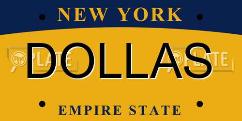 DOLLAS New York License Plate
