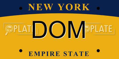 DOM New York License Plate