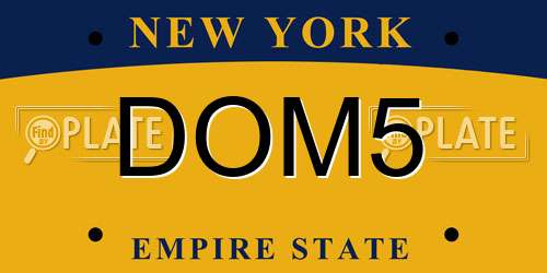 DOM5 New York License Plate