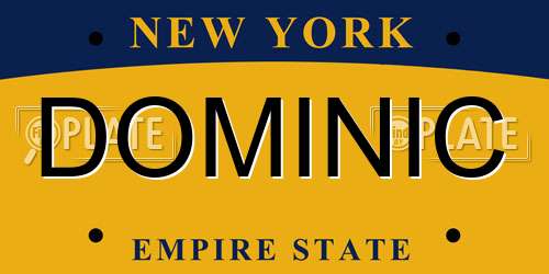 DOMINIC New York License Plate
