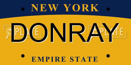 DONRAY New York License Plate