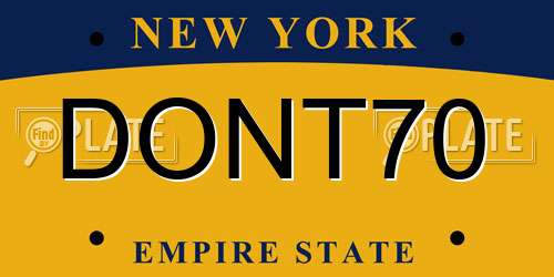 DONT70 New York License Plate