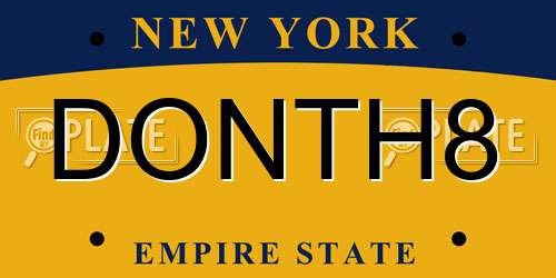 DONTH8 New York License Plate