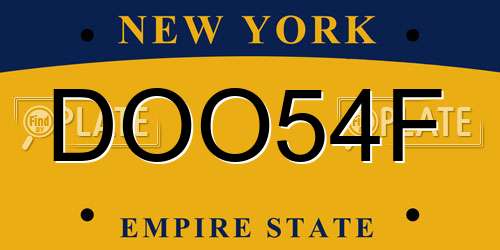 DOO54F New York License Plate