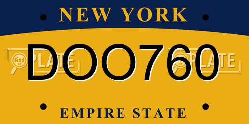 DOO760 New York License Plate