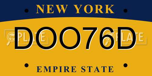 DOO76D New York License Plate