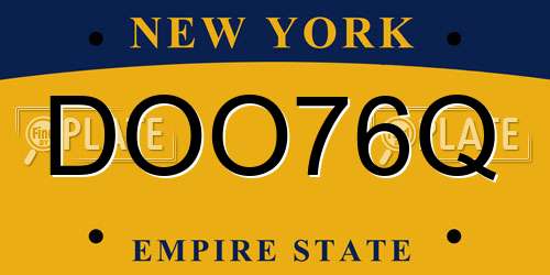 DOO76Q New York License Plate