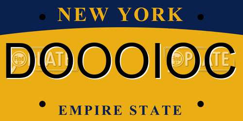 DOOOIOC New York License Plate