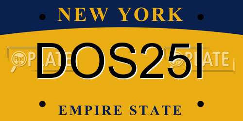 DOS25I New York License Plate