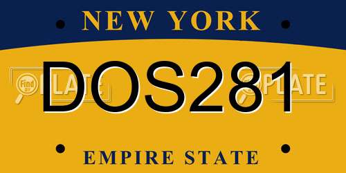DOS281 New York License Plate