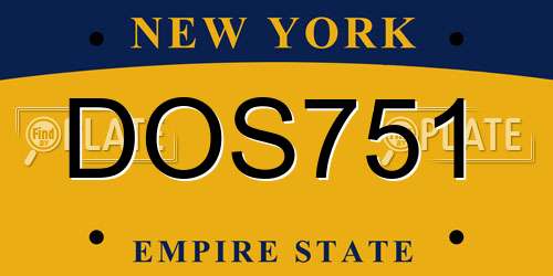 DOS751 New York License Plate