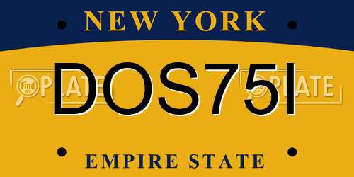 DOS75I New York License Plate