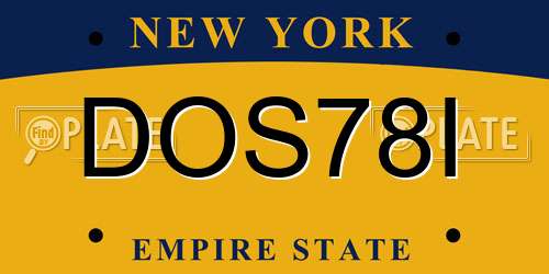 DOS78I New York License Plate