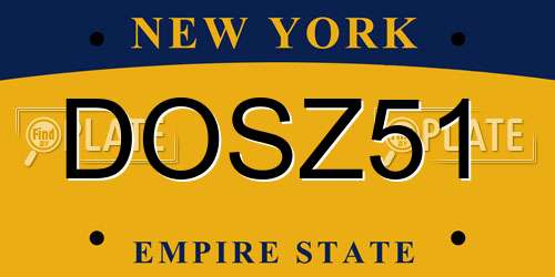 DOSZ51 New York License Plate