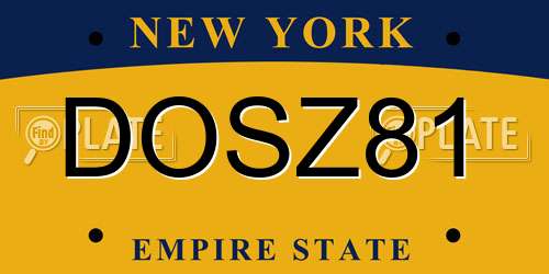 DOSZ81 New York License Plate