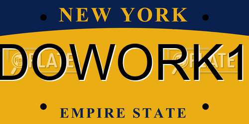 DOWORK1 New York License Plate
