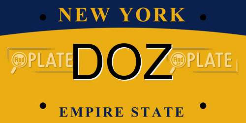 DOZ New York License Plate