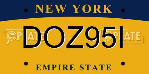 DOZ95I New York License Plate