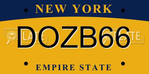 DOZB66 New York License Plate
