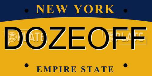 DOZEOFF New York License Plate