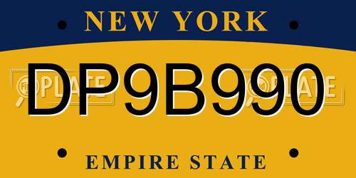 DP9B990 New York License Plate