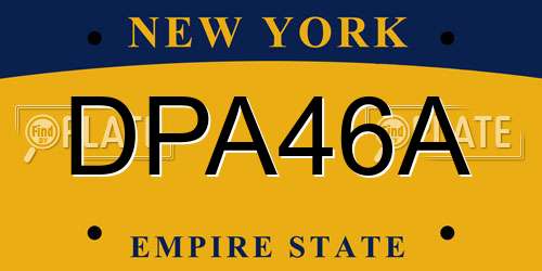 DPA46A New York License Plate