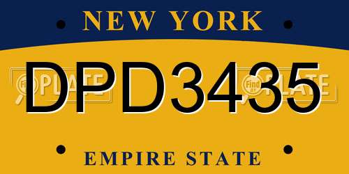 DPD3435 New York License Plate