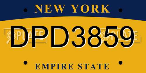 DPD3859 New York License Plate