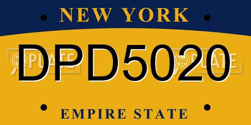 DPD5020 New York License Plate