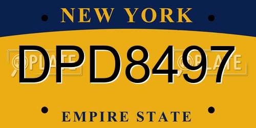 DPD8497 New York License Plate