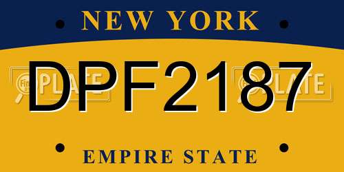 DPF2187 New York License Plate