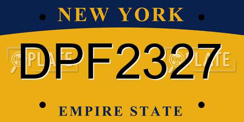 DPF2327 New York License Plate