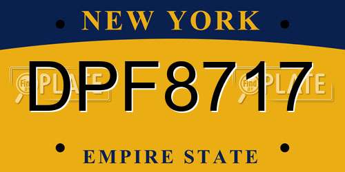DPF8717 New York License Plate