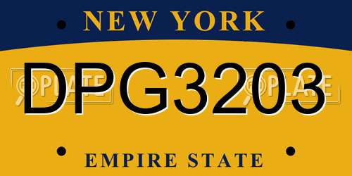 DPG3203 New York License Plate
