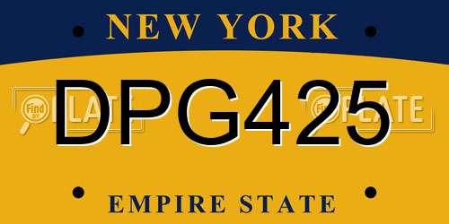 DPG425 New York License Plate