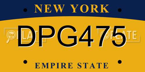 DPG475 New York License Plate