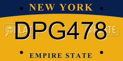 DPG478 New York License Plate