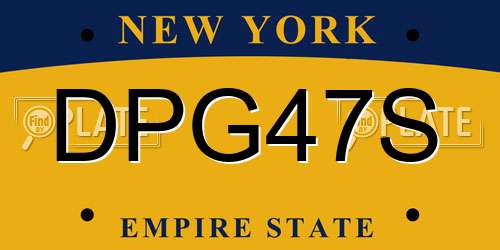 DPG47S New York License Plate